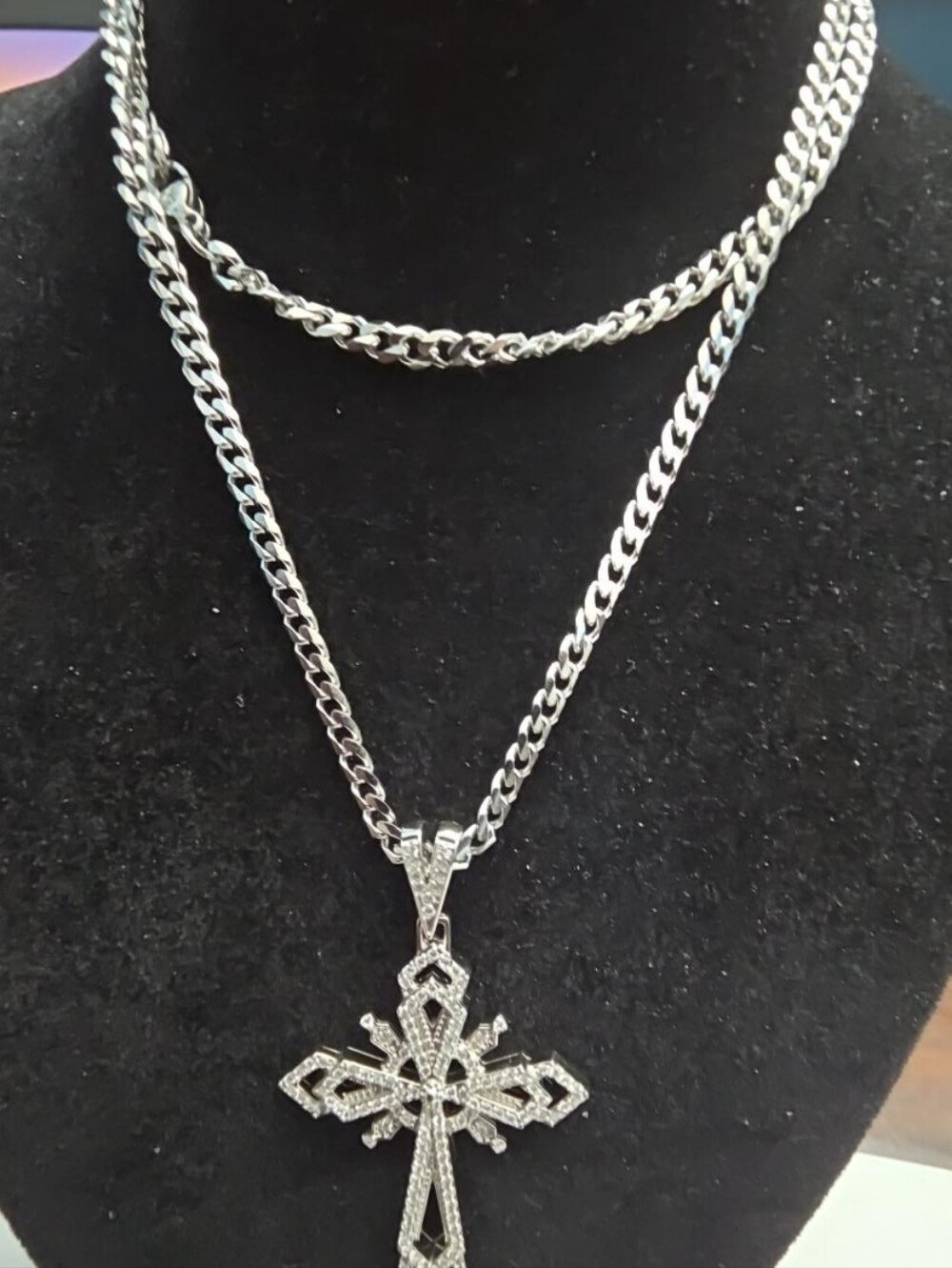 Silver Cross Pendant Necklace - Silver